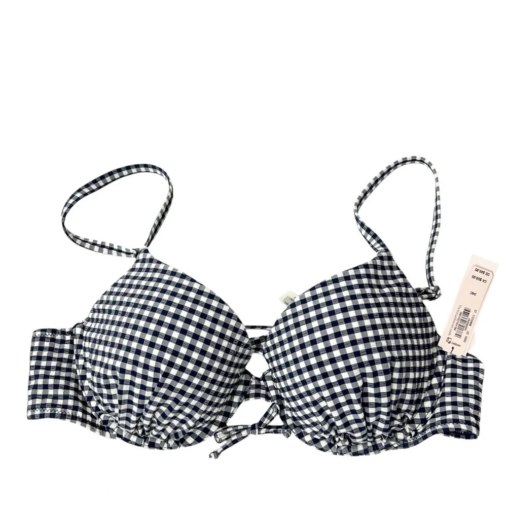 Victoria's Secret Gingham Bikini Top Removable Push Up Pad Pin Up Retro Size 34C
